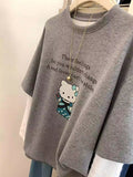 VINESU A40 Women’s Oversized Hello Kitty Short Sleeve Tee