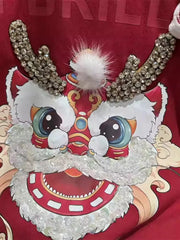 Vinesu A55 - 3D Rhinestone Lion Dance Oversized Tee