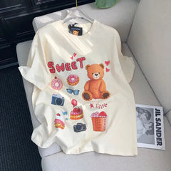 VINESU A17 - "Sweet" Bear Hand-Embellished T-Shirt