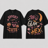 Spooky Cute Black Cat Halloween T-Shirt | 100% Cotton Tee with Handmade Rhinestone Sunglasses