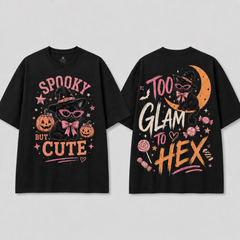 Spooky Cute Black Cat Halloween T-Shirt | 100% Cotton Tee with Handmade Rhinestone Sunglasses