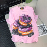 VINESU Heavy Beaded Donut Print Short Sleeve