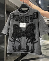 VINESU H125 🎀 H126 🔥2026 Trend: Daisy Washed Vintage Heavy-Detail Tee
