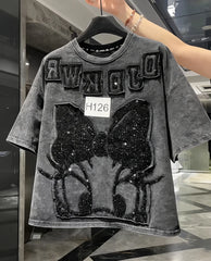 VINESU H125 ๐ H126 ๐ฅ2026 Trend: Daisy Washed Vintage Heavy-Detail Tee