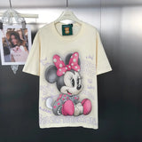 VINESU MKT05 - Playful Mouse Print Pearl-Detailed Casual T-Shirt for Women