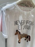 A192 - Artisan Embroidered Horse Graphic Tee - Heavyweight 220g Premium Cotton T-Shirt with Beaded Detail