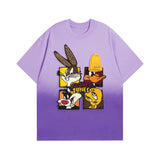 VINESU Looney Tunes - Themed Ombre Blue T - shirt: Vibrant Cartoon Style