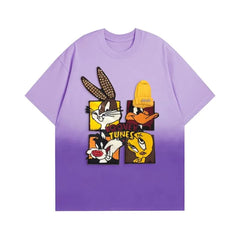VINESU Looney Tunes - Themed Ombre Blue T - shirt: Vibrant Cartoon Style