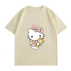 VINESU Heart - Melting! Hello Kitty T - shirt with Knitted Hat and Teddy Bear