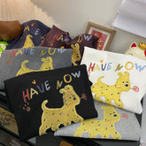 A186 - Doodle Puppy Graphic Tee - Hand-Embroidered Artistic Detail - 220g Premium Heavyweight Cotton