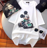 A142 - Vintage Sketch Mickey Mouse Go-Kart Graphic T-Shirt - Premium Heavyweight 100% Cotton (220g) - Retro Racing Style Tee