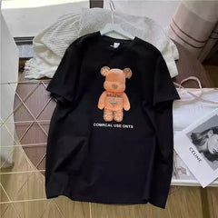 VINESU 3D Bear Rhinestone-Embellished T-Shirt - Casual Streetwear