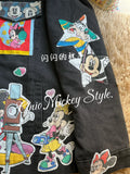 Vinesu A70 - Custom Mickey Patchwork Denim Jacket - Handmade Oversized Jean Jacket