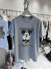 VINESU Rhinestone Cartoon Mouse TEE - 3D Bling Design, Sweet-Cool Street Style