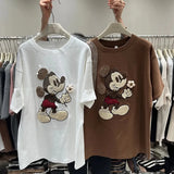 Vintage Mickey Embroidered Oversized Cotton T-Shirt