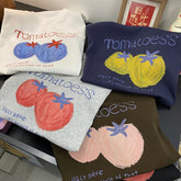A180 -"Tomato Summer" Graphic Tee - Embroidered Outline Organic Print - 220g Premium Heavyweight Cotton