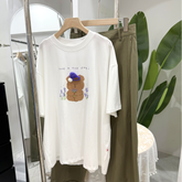 Handmade Teddy Bear Tee – 3D Knit Hat & Beaded Cotton T-Shirt