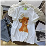 220g Cotton Simba Graphic Tee - Gold Sequin Crown & Ear Embellishments - Unisex