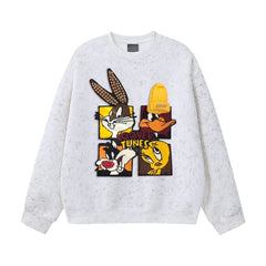 VINESU Looney Tunes 3D Accent Distressed Crewneck Sweatshirt | Playful Casual Top