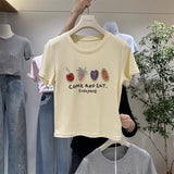 A121 - Luxury Fruit Embroidery Beaded T-Shirt - 100% Heavy Cotton