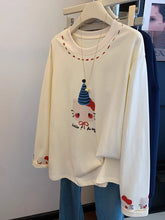 VINESU A43 Women’s Oversized Cat Graphic Long Sleeve Tee | Heart Accent Coquette Top