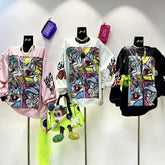 VINESU B02 - Hand-Studded Rhinestone Bunny Grid Oversized Sweatshirt