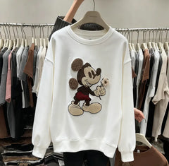 VINESU Heavy-Embellishment 3D Floral Crew Neck Sweatshirt