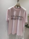 A181 - Luxury 3D Mickey Mouse Graphic Tee - Crystal Seed Bead Embroidery with Mini Sunglasses