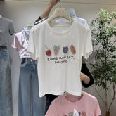 A121 - Luxury Fruit Embroidery Beaded T-Shirt - 100% Heavy Cotton