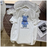 VINESU 3D Bear Rhinestone-Embellished T-Shirt - Casual Streetwear