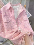 VINESU All-Over Rhinestone Embroidery Oversized Shirt Jacket 👚Stylish Casual Outerwear