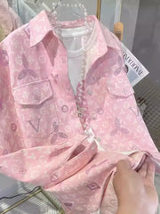 VINESU All-Over Rhinestone Embroidery Oversized Shirt Jacket 👚Stylish Casual Outerwear