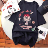 A145 - Hand-Embroidered Snoopy Outline T-Shirt - 220g Premium Heavyweight Cotton