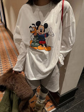 Vinesu A56 - Premium 100% Cotton Long Sleeve Graphic Tee - Cute Cartoon Mouse Print - Loose Fit Spring/Autumn Couple T-shirt in White