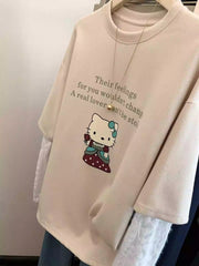 VINESU A40 Women’s Oversized Hello Kitty Short Sleeve Tee