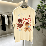Cute Teddy Bear Cotton Tee with 3D Hat Detail | Relaxed Graphic T-Shirt