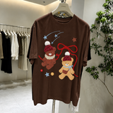 Cute Teddy Bear Cotton Tee with 3D Hat Detail | Relaxed Graphic T-Shirt