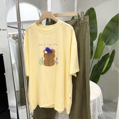 Handmade Teddy Bear Tee – 3D Knit Hat & Beaded Cotton T-Shirt