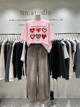 Pearl Heart Graphic Cotton T-Shirt | Oversized Embellished Statement Tee