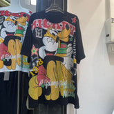 A196 - Oversized Heavyweight 320g Cotton Graphic Tee - Luxury Rhinestone Mickey Streetwear T-Shirt with Double-Sided Print