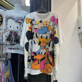 A198 - Luxury Heavyweight 320g Cotton Graphic Tee - Rhinestone Mickey & Friends Streetwear T-Shirt with Double-Sided Print
