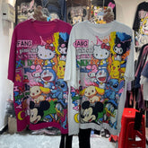 A199 - Ultimate Cartoon Mashup Rhinestone Tee - 320g Ultra-Heavyweight Cotton