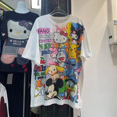 A199 - Ultimate Cartoon Mashup Rhinestone Tee - 320g Ultra-Heavyweight Cotton
