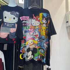 A199 - Ultimate Cartoon Mashup Rhinestone Tee - 320g Ultra-Heavyweight Cotton