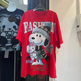 A207 -Snoopy Oversized Rhinestone Tee - 320g Ultra-Heavyweight Cotton - Premium Bling Character Streetwear Boxy T-Shirt