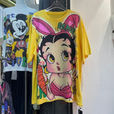 A212 - Betty Boop Bunny Sparkle Oversized Tee - 320g Heavyweight Premium Cotton - Rhinestone Double-Sided Streetwear Shirt