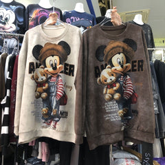 R24 - Vintage Teddy Hug Rhinestone Oversized Sweatshirt – Washed Graphic Pullover