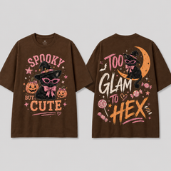 Spooky Cute Black Cat Halloween T-Shirt | 100% Cotton Tee with Handmade Rhinestone Sunglasses