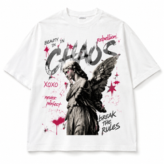 Chaos Angel Front & Back Graphic T-Shirt – 230G Heavyweight Cotton Oversized Grunge Tee