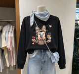Leopard Bow Minnie Graphic Sweatshirt | Cute Oversized Crewneck Pullover